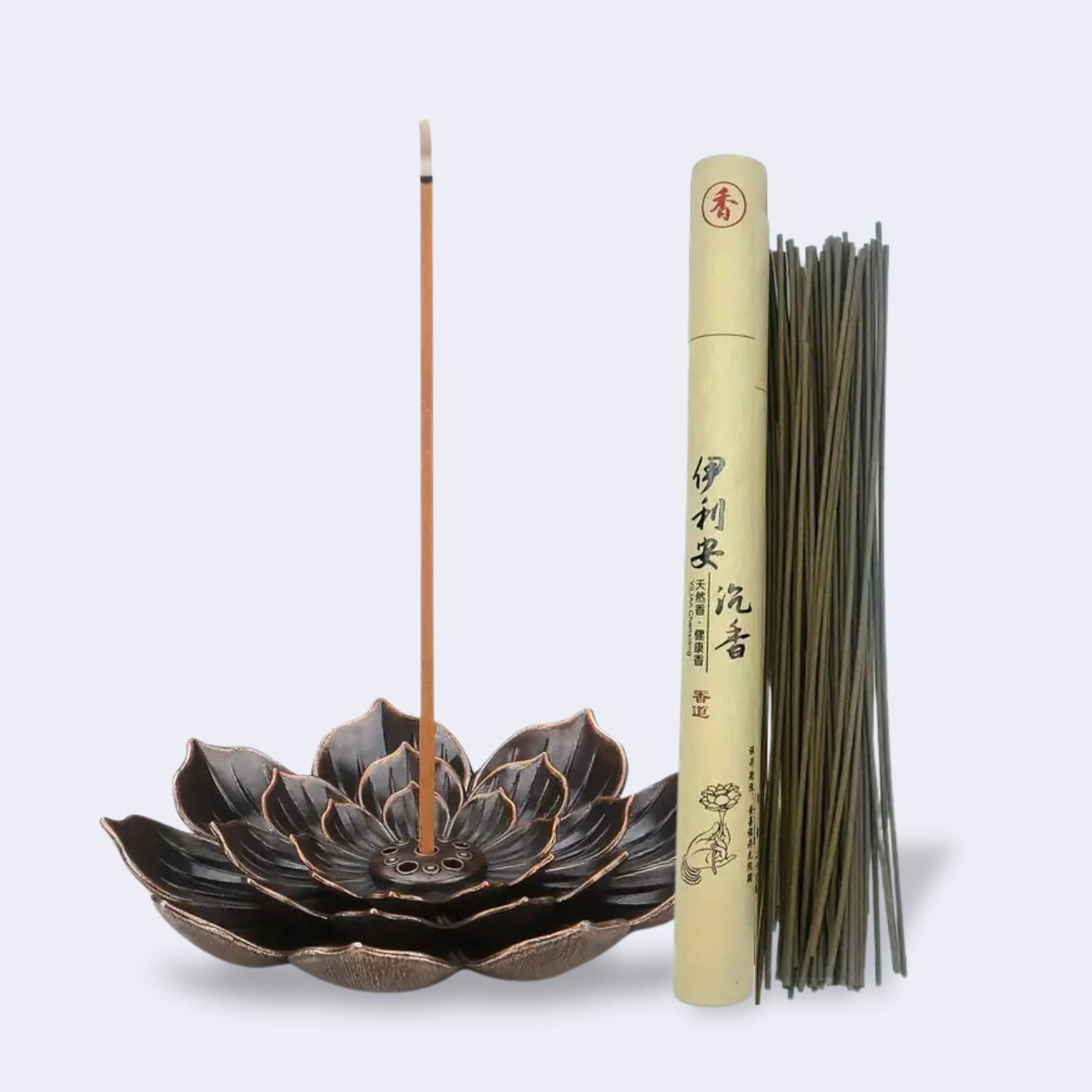 Classic Lotus Incense Burner, Mini Vintage Ancient Bronze